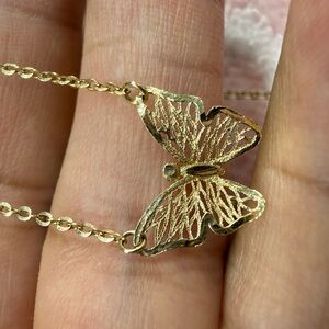 14k solid gold butterfly necklace